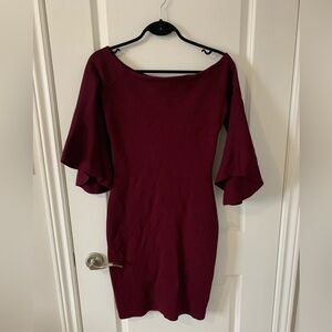 Rachel Roy Burgundy Bell Sleeve Dress